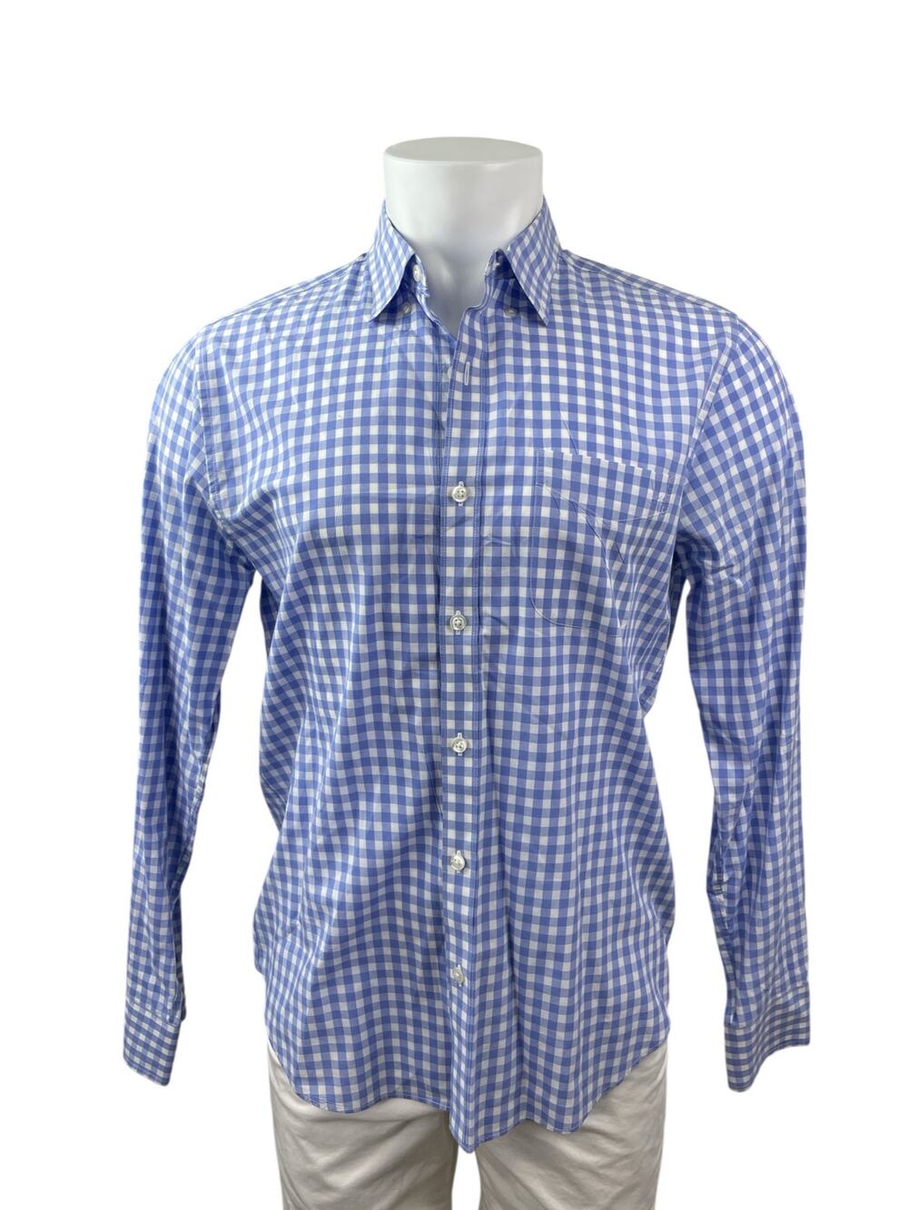 Bonobos Men's Blue Gingham Check Pocket Long Sleeve Button Down Shirt Top Size M